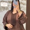 كندورة مغربية مطرزة بثوب روزا