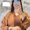 كندورة مغربية مطرزة بثوب روزا
